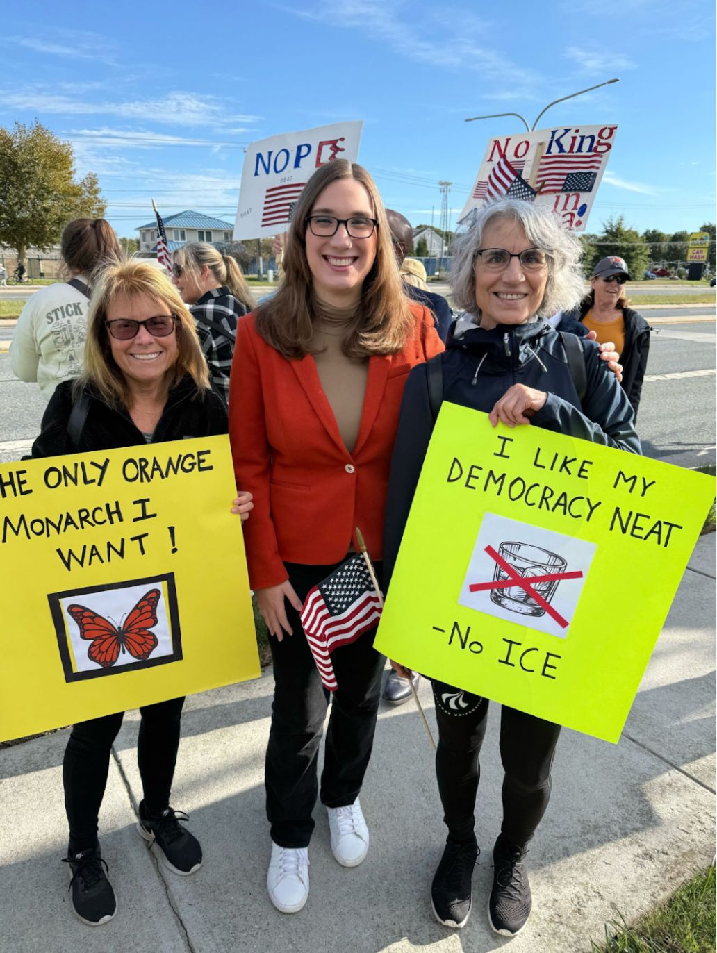 Sarah with protesters