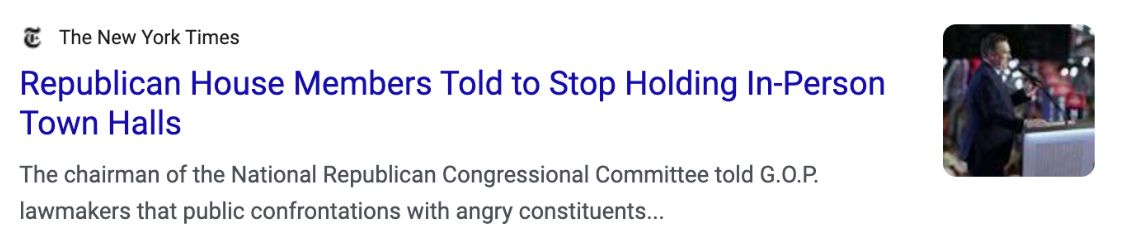 NYT: Republican House Members Told To Stop Holding In-Person Town Halls